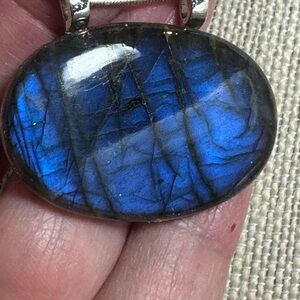 Popular, Powder Blue Labradorite Stone Pendant Necklace